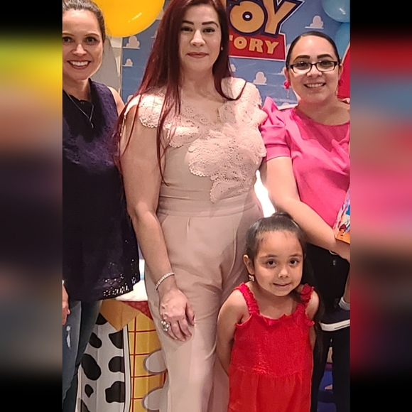 Beautiful "dusty pink" laced jumpsuit! With pockets. - Picture 1 of 4